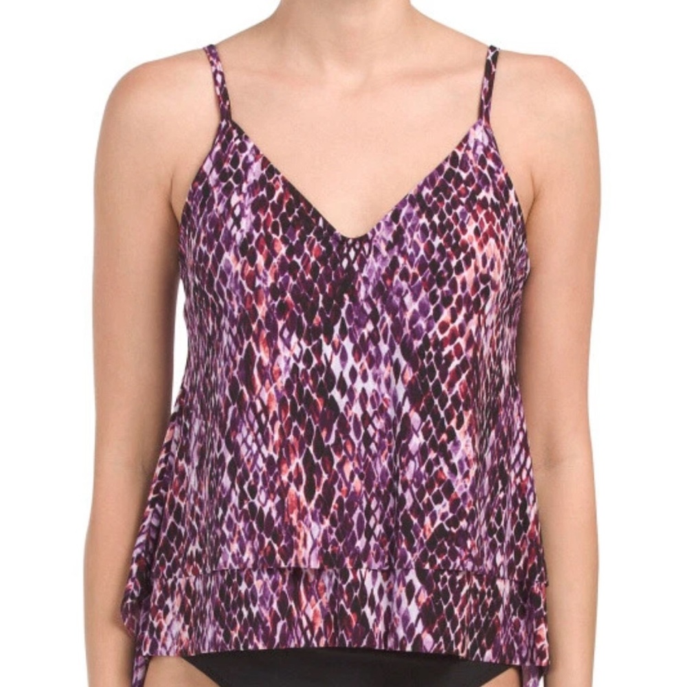 NEW Magicsuit Miraclesuit Size 8 Slimming Jolene Snake Purple Tankini Top